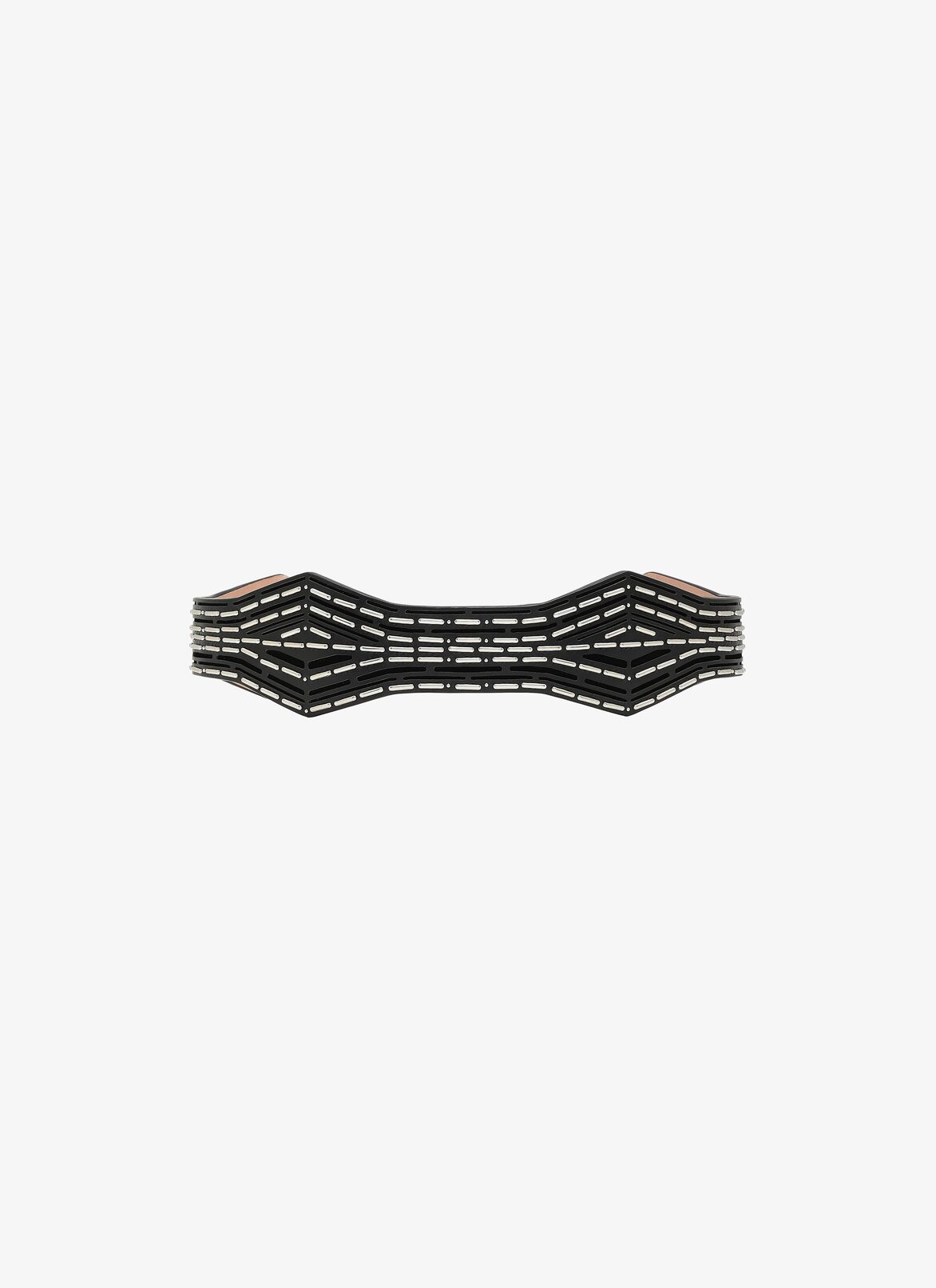 Geometric Calfskin Belt ALAÏA BLACK/SILVER GEOMETRIC CALFSKIN BELT